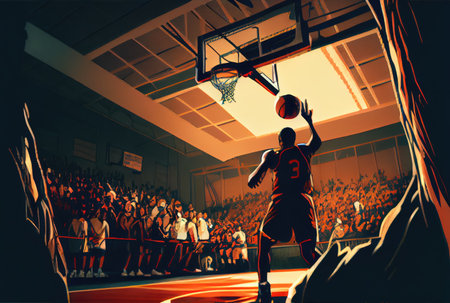 Basketball player are about to dunk to score on the basketball court. Sport and Athlete concept. Generative AIの素材