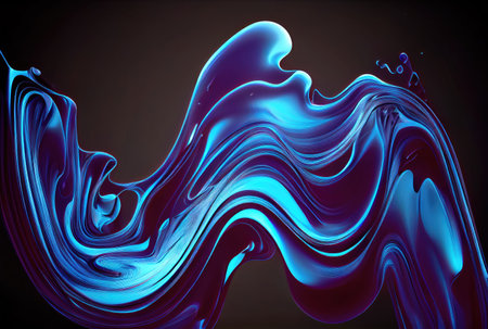Glossy blue abstract liquid background. Creative art and wallpaper concept. Generative AIの素材