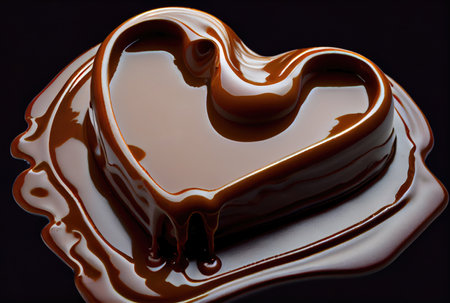 Heart shape chocolate milk melting and dip. Generative AIの素材