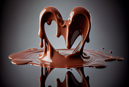 Heart shape chocolate milk melting and dip. Generative AIの素材