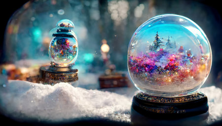 Snow globe glass decoration crystal ball. Generative AIの素材