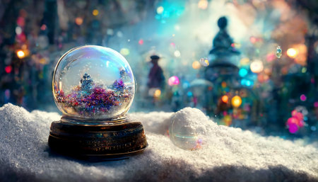 Snow globe glass decoration crystal ball. Generative AIの素材