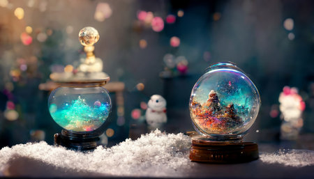 Snow globe glass decoration crystal ball. Generative AIの素材