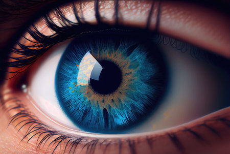 Closeup of blue eye of human. Medical and Healthcare concept. Generative AIの素材