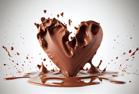 Heart shape chocolate milk melting and dip. Generative AIの素材