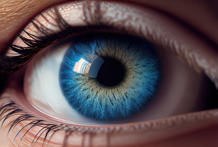Closeup of blue eye of human. Medical and Healthcare concept. Generative AIの素材
