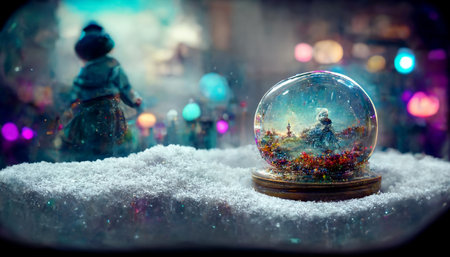 Snow globe glass decoration crystal ball. Generative AIの素材