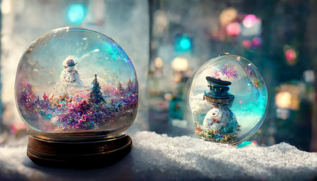 Snow globe glass decoration crystal ball. Generative AIの素材