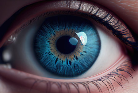 Closeup of blue eye of human. Medical and Healthcare concept. Generative AIの素材