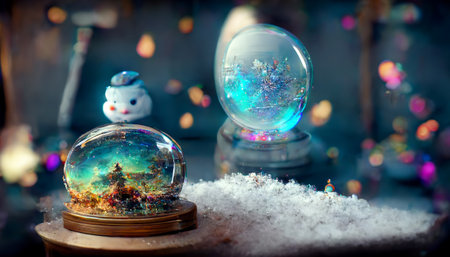Snow globe glass decoration crystal ball. Generative AIの素材