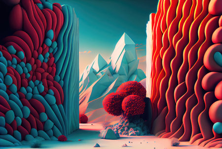 Abstract surreal sand dune landscape backgrounds. Nature and art concept. Digital art illustration. Generative AIの素材