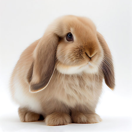 Rabbit on isolated white background. Animal and pet concept. Generative AIの素材