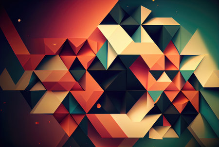 Colorful orange blue green and white colors low-poly abstract background of geometric shape. Generative AIの素材