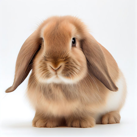 Rabbit on isolated white background. Animal and pet concept. Generative AIの素材