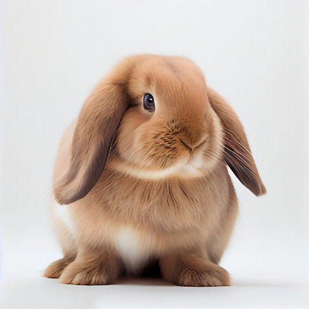 Rabbit on isolated white background. Animal and pet concept. Generative AIの素材