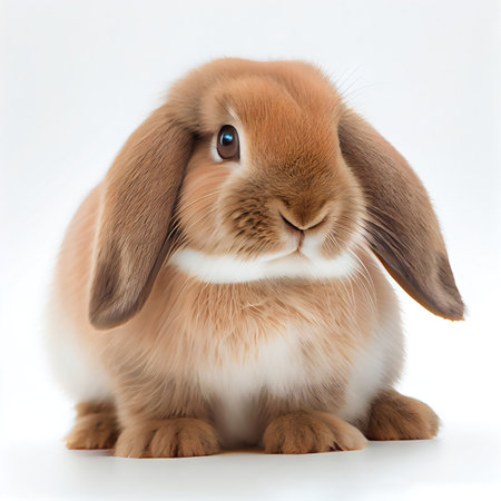 Rabbit on isolated white background. Animal and pet concept. Generative AIの素材