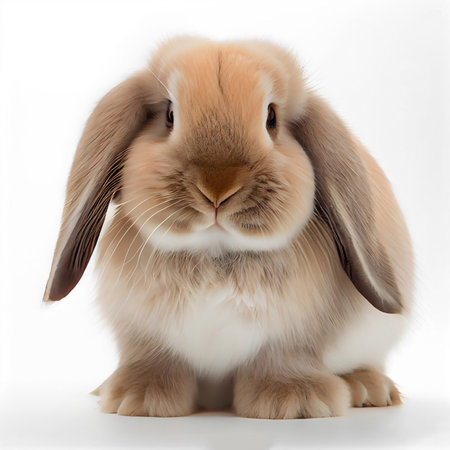 Rabbit on isolated white background. Animal and pet concept. Generative AIの素材