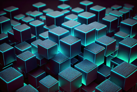 Abstract cubes for block chain concept. Technology and business concept. Generative AIの素材