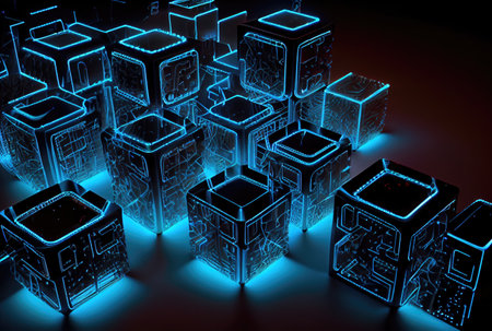 Abstract cubes for block chain concept. Technology and business concept. Generative AIの素材