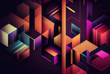 Colorful orange red blue purple and white colors low-poly abstract background of geometric shape. Generative AIの素材
