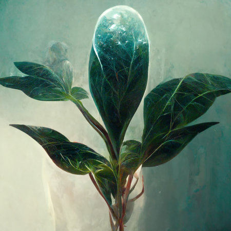Close up of natural green small plant in the forest background. Generative AIの素材