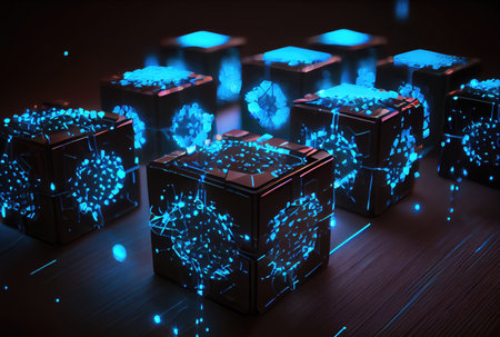 Abstract cubes for block chain concept. Technology and business concept. Generative AIの素材
