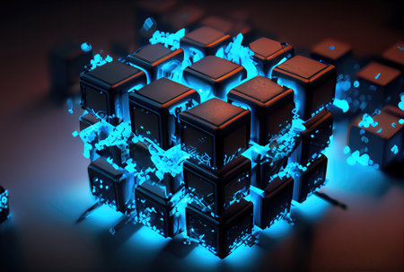 Abstract cubes for block chain concept. Technology and business concept. Generative AIの素材