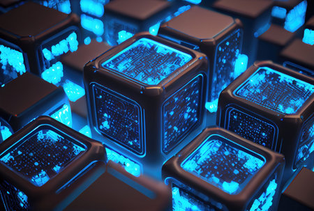 Abstract cubes for block chain concept. Technology and business concept. Generative AIの素材