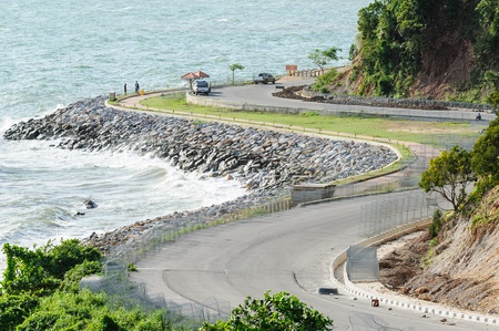 Coastal road sea in Chanthaburi Thailandの写真素材