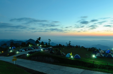  View the sunrise light Khun Sathan National Park  in Nan province, thailand   の写真素材