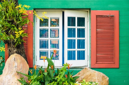  Window flower in  garden 