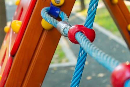 Rope ladder on children's playground, selective focus.
