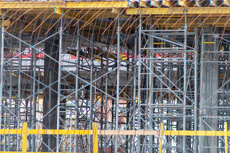 Construction formwork for casting of monolithic concrete structures and scaffolding.