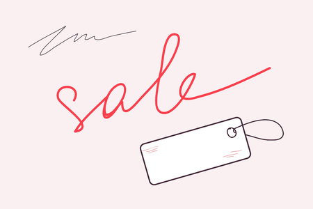 Sign sale on pink background with copy space on white paper label - discount and off price concept.の写真素材