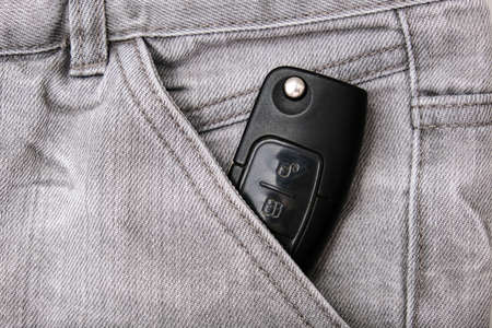 Car key, engine ignition key left in jeans pocket after coming home, weak security, high probability...
