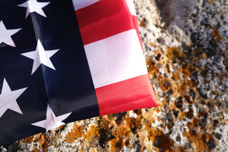 Details of an american flag symbolizing democracy and freedom, copy space