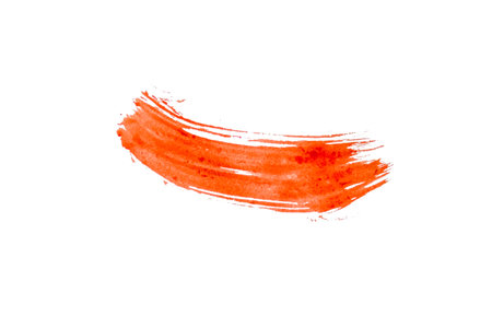 Red watercolor brush stroke isolated on whiteの写真素材