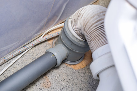 Plastic corrugated pan pipe and water supply fitting for the toilet.