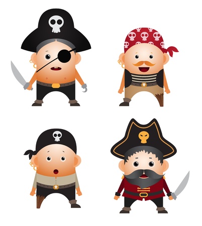 Set of cartoon piratesのイラスト素材