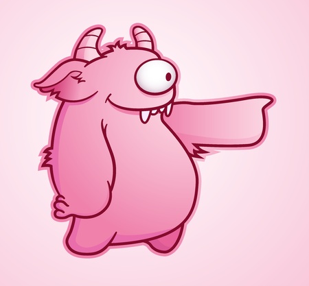 Pink Monster Pointing At Somethingのイラスト素材