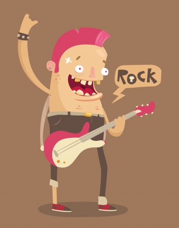 Punk rock guitar playerのイラスト素材