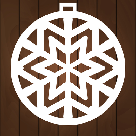 Xmas ball with snowflake for paper cutting, wood carving and christmas decorations.のイラスト素材