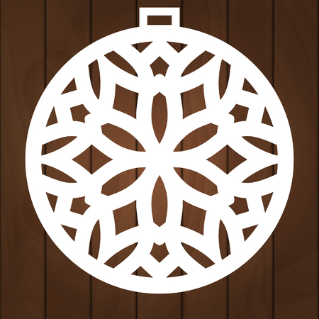 Xmas ball with snowflake for paper cutting, wood carving and christmas decorations.のイラスト素材