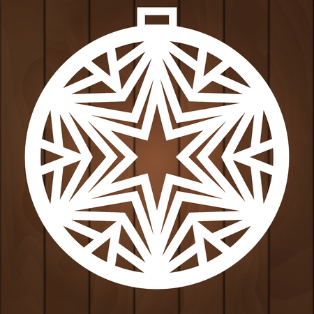 Xmas ball with snowflake for paper cutting, wood carving and christmas decorations.のイラスト素材