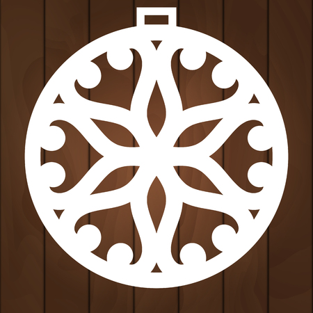 Xmas ball with snowflake for paper cutting, wood carving and christmas decorations.のイラスト素材