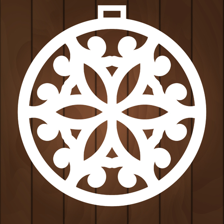 Xmas ball with snowflake for paper cutting, wood carving and christmas decorations.のイラスト素材