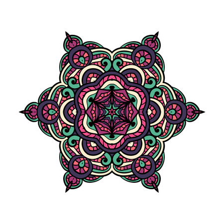 Round lace colorful doodle  for art, coloring book, zen-doodle.のイラスト素材