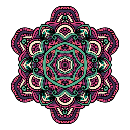 Round lace colorful doodle  for art, coloring book, zen-doodle.のイラスト素材