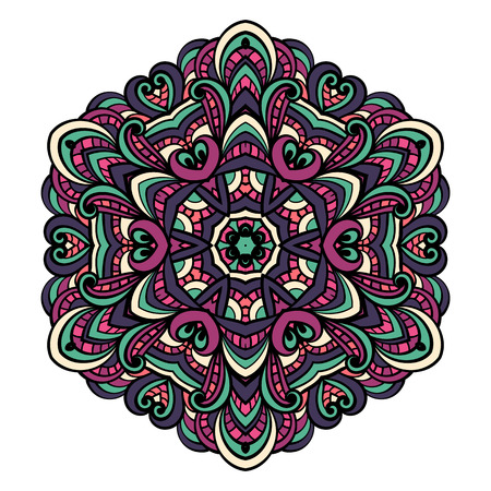 Round lace colorful doodle  for art, coloring book, zendoodle.のイラスト素材