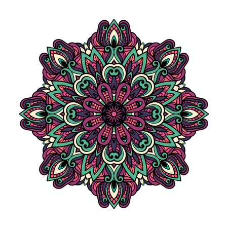 Round lace colorful doodle  for art, coloring book, zendoodle.のイラスト素材